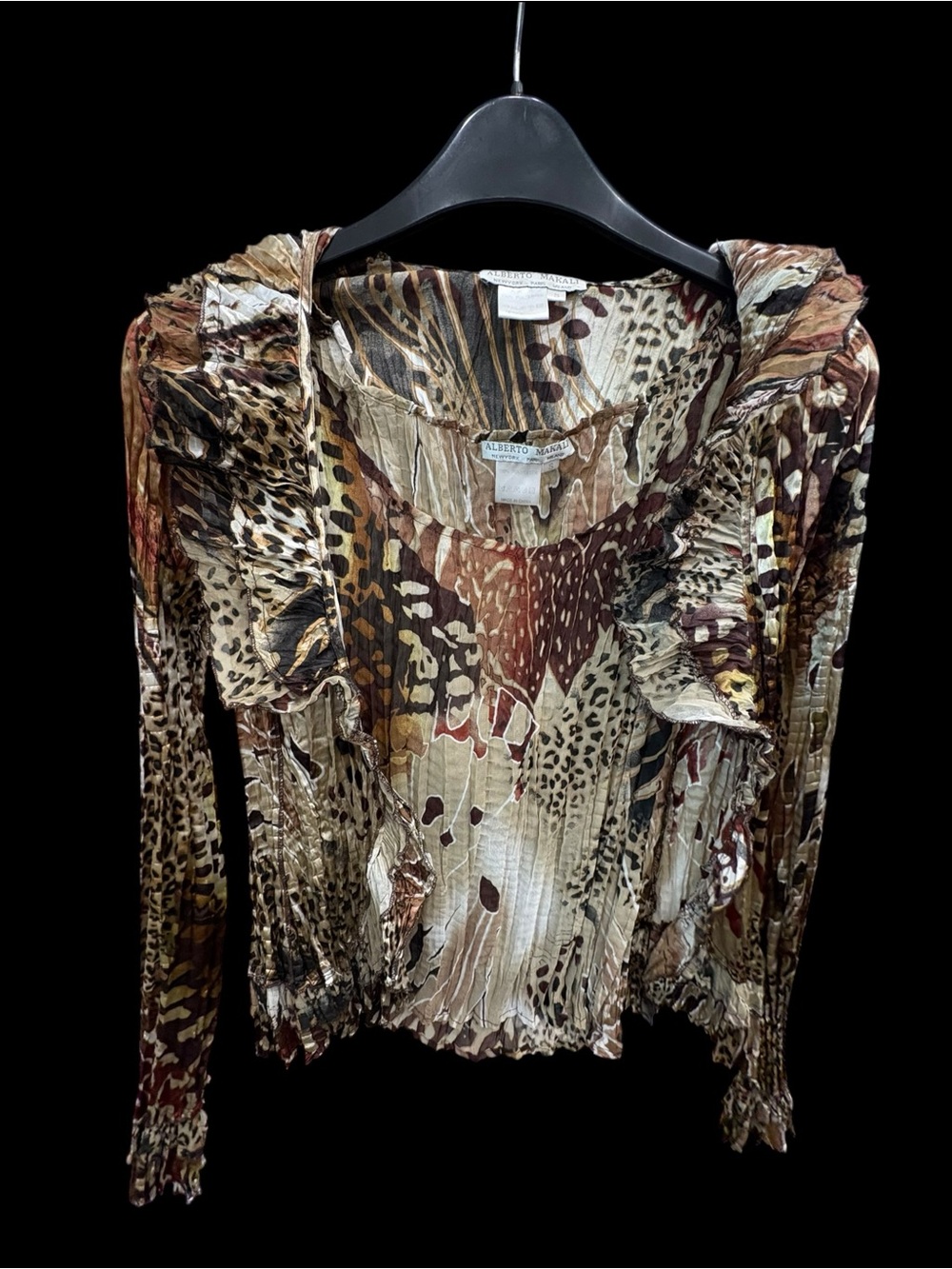 Alberto Makali 2 Piece Animal Print Ruffle Cardigan Tank Set Size S